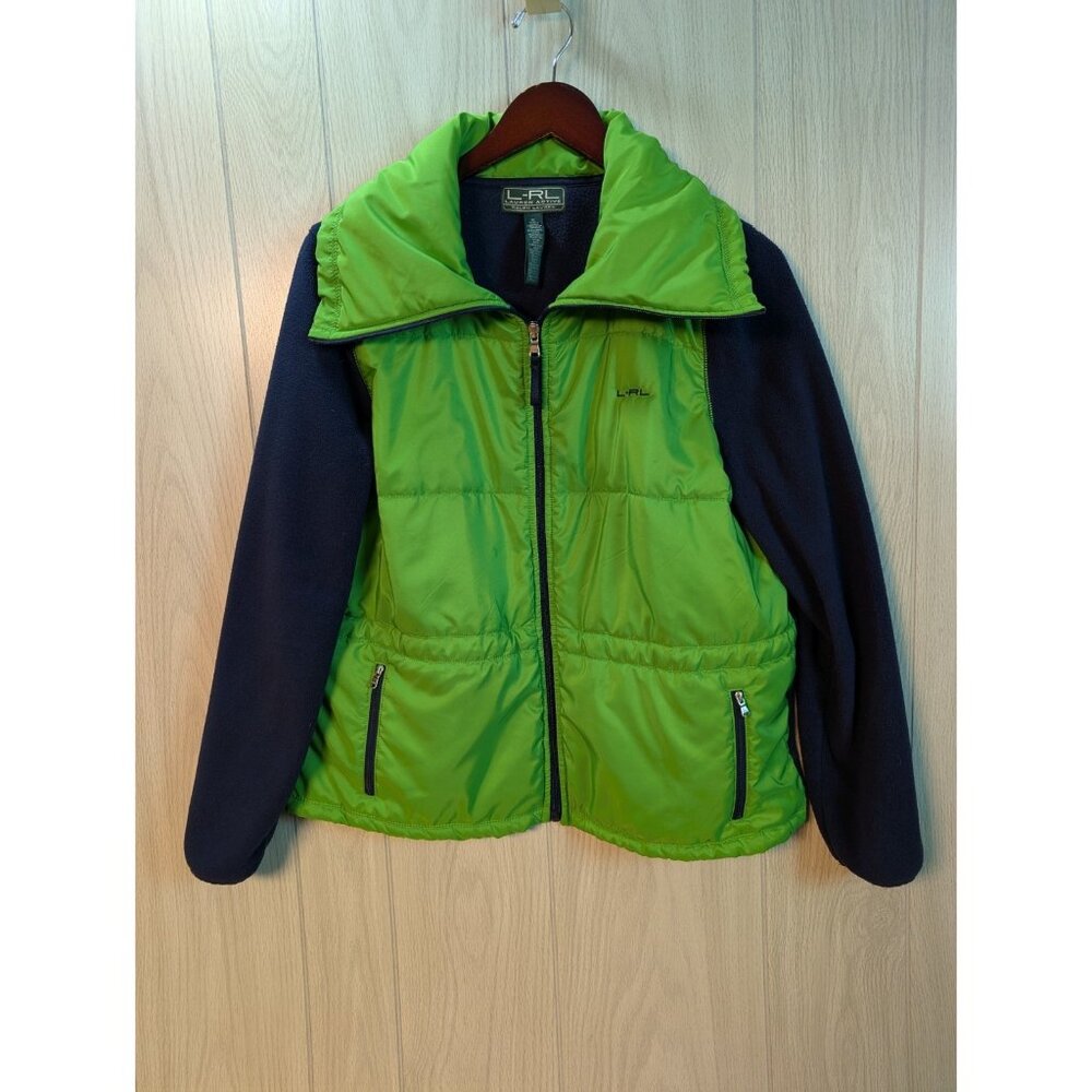 Lauren Ralph Lauren Women’s Active Hi Neck Puffer Coat Green Blue Size XL Fleece